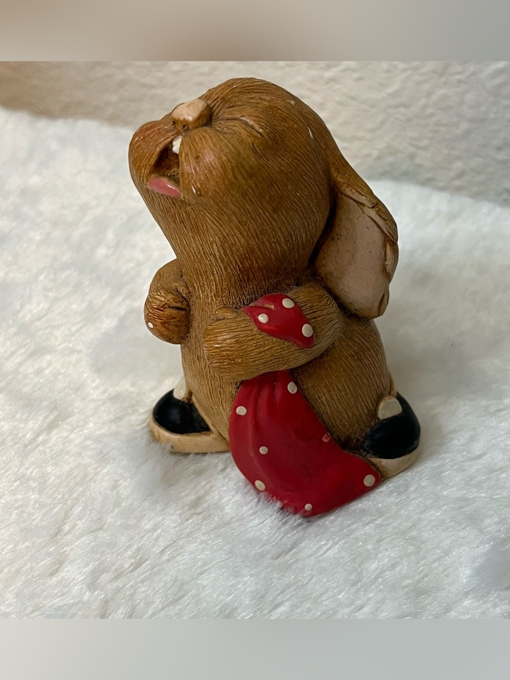 Pendelfin Rabbit Figurine Barney Red Blanket Towel Hand Painted